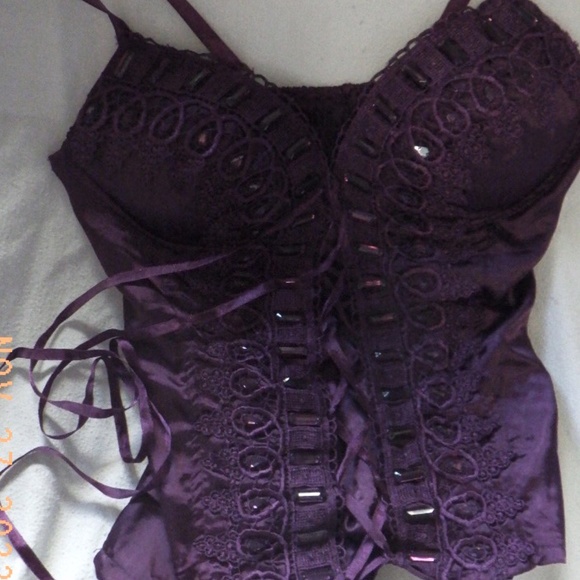 Tops - Purple Womens Medium Satin Silk Chamise Bustier